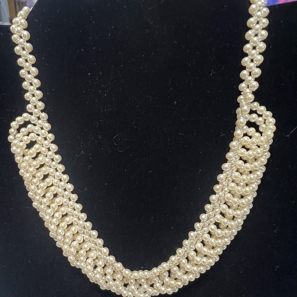 Vintage Necklace Bundle Faux Pearl Collar Braided Retro - Picture 1 of 4
